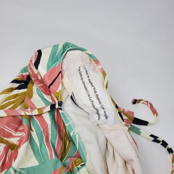 Kona Sol One Piece Swimsuit Women's Small 4-6 Multicolor Belted V-Neck Leaf - Picture 6 of 8